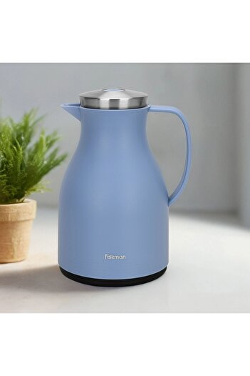 Fissman Vacuum Flask 1000mL, Modern Dallah, Stainless Steel Lid, Pink Glass Liner Matte Plastic Body