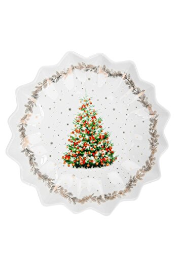 Fissman Polygon Serving Dish 24cm, Christmas-Themed Design Polygon Platter Dish, Decorative Plate