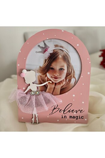 takı tutkum Valentine's Day Pink Wooden Dancer Girl Motif Girl's Photo Frame