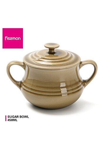 Fissman Ceramic Sugar Bowl Brown 450ml