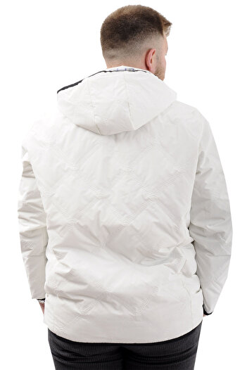 ModeXL Mode XL Büyük Beden Erkek Kapitone Mont Kapüşonlu U24606 Ekru