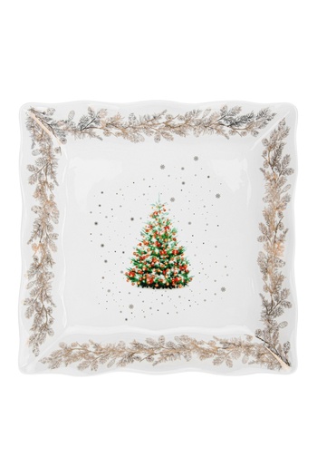 Fissman Dinner Plate 22x22cm, Christmas-themed Design Square Serving Dish, Decorative Plate
