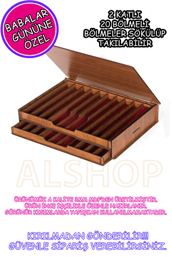 ALSHOP Father's Day Gift 2-Tier Adjustable Jewelry Box - Bracelet, Earrings, Necklace and Prayer Beads