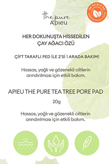 Missha Yağlama ve Sivilcelenme Eğilimli Ciltler İçin Gözenek Bakım Pedi A'PIEU The Pure Tea Tree Pore Pad
