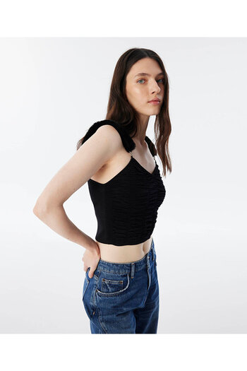 Twist Strick Bluz with Contrast Strap