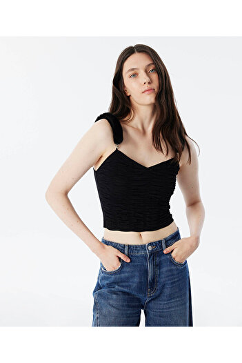 Twist Strick Bluz with Contrast Strap