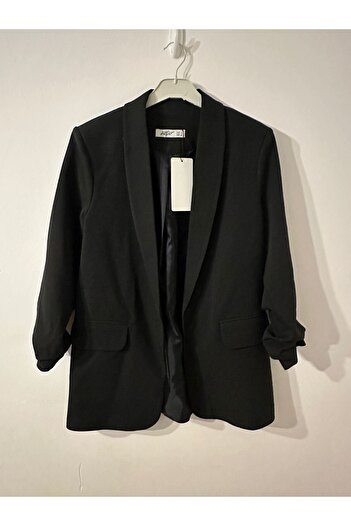 Çnru Lined Women's Blazer Jacket with Strap Sleeves Without Buttons