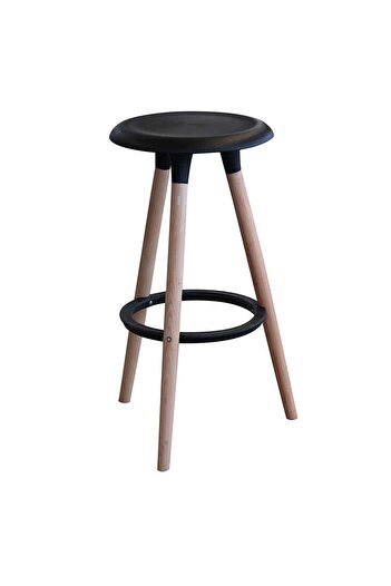 Homelux Scaun de bar Fun negru, picioare din lemn, 38x38x77 cm
