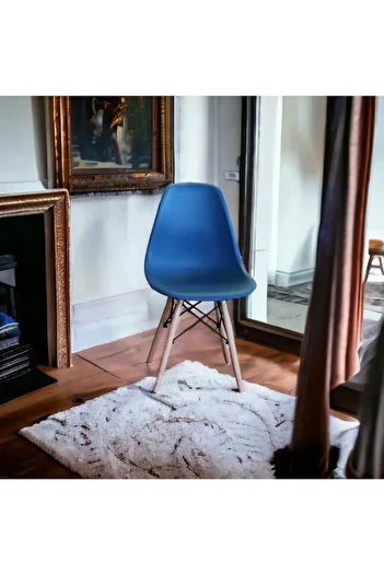 Homelux Blue Ice Chair, Polypropylene, Wooden Legs