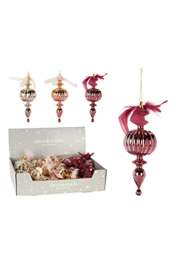 Homelux Christmas Tree Decoration With Feathers, 6x6x14 Cm, Available In 3 Colors