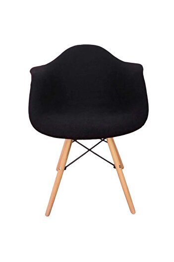 Homelux Shell Design Armchair, Black, Textile Upholstered Seat, Wooden Legs