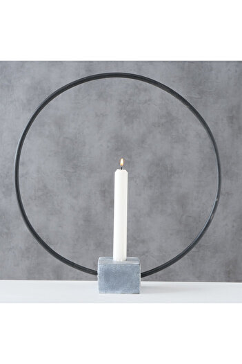 Homelux Candle holder circle, 38x7x38 cm, metal, black/grey