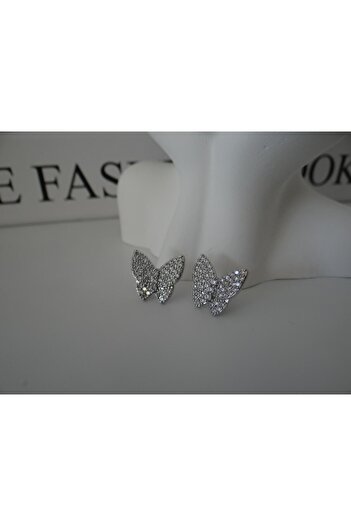 VOBEEYKU Butterfly Earrings with Zirconia