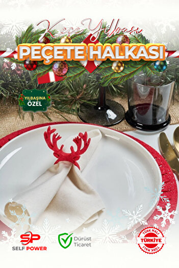 Self Power 12-Piece Red Felt Decorative Christmas Tableware Presentation Napkin Ring Napkin Ring