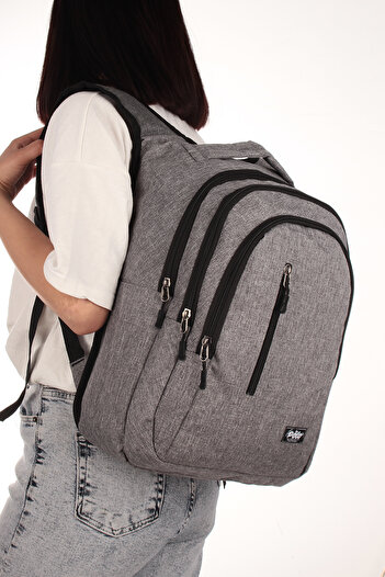 By Hakan Polo 8870 Bat Model - School Bag, Backpack, Orthopedic and Water Resistant Gray