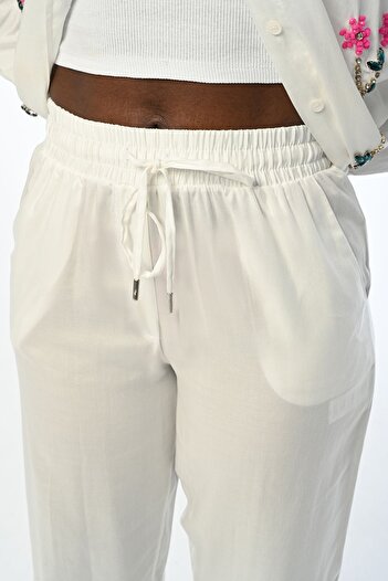 Orfeo Negro WOMEN'S COMFORTABLE FIT ECRU PANTS