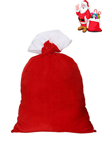 Parti dolabı Large Size Red 72X38Cm Santa Claus Drawstring Fleece Christmas Gift Dispensing Sack