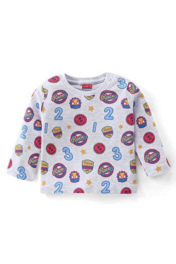 Babyhug Babyhug Cotton Knit Full Sleeves Night Suit With Text & Number Print - White