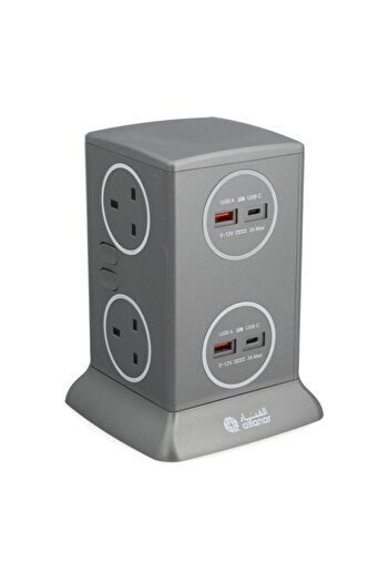 Alfanar 6-Socket 4-USB Power Extension Tower 3m