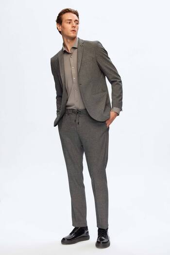 Tween Slim Fit Siyah Düz Bi Stretch / Recycle Takim Elbise