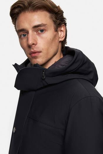 Tween Slim Fit Siyah Rüzgar Ve Su Geçirmez Nefes Alabilen Yumuşak Dokulu Elyaf Dolgulu Mont