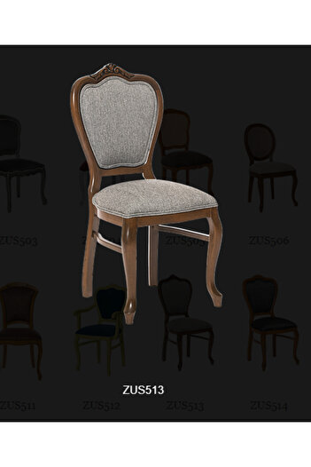 BENGİ TİCARET Sandalye St 14198 Zus2154 Avangart Klasik Aslan Ayak Oyma Örgü Kırçıl Gri Kumş