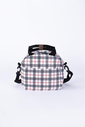 ALTINPAMUK Thermal Bag Thermal Insulated Waterproof Food Carry Lunch Bag with Strap White Plaid