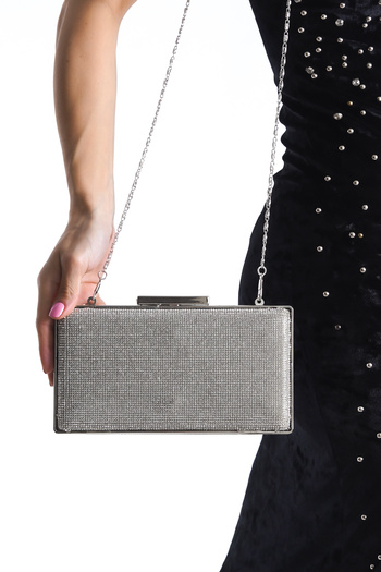 Moda Değirmeni Silver-Stones Women's Stones Stylish Evening Dress Bag Bg1175-310-0015