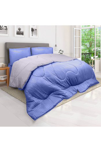 Hotel Linen Klub Stripe Reversible  Comforter Set- Ultra Soft  Microfiber Fabric, Soft Siliconized Fiber Filling