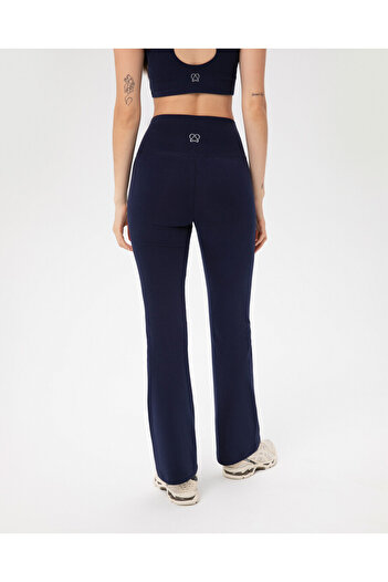 Ayma Active High Waist Navy Blue Organic Cotton Flared Leg Leggings