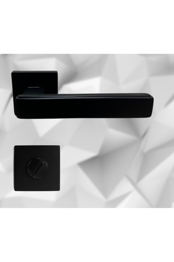 almital mobilya aksesuarları furniture accessories Lusso Siyah 5 Adet Oda 2 Adet Wc Kare Rozetli Kapı Kolu Set, 3 1 Daire Kapı Kolu Seti