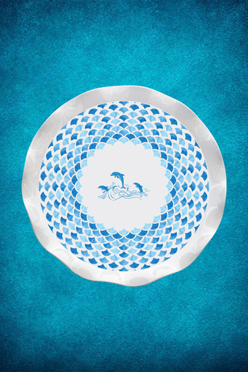 BOSSİO Ballerina 31cm Marine Dolphin Serving Plate: Fisherman Restaurant Outdoor Fruit Presentation Tray