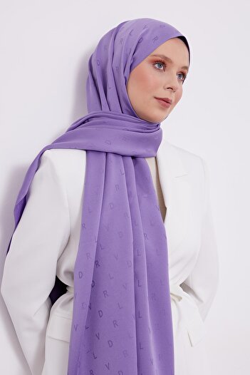 Levidor Purple Lvd Printed Blue Jacquard Shawl