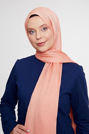 Levidor Salmon Hologram Pattern Jacquard Janjan Shawl