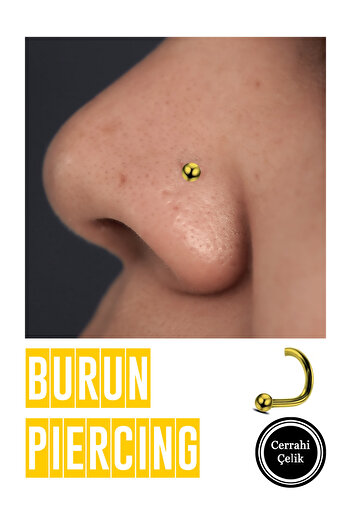 Karınca Piercing Altın Rengi Burun Piercingi Gold Hızma Nostril Piercing Cerrahi Çelik