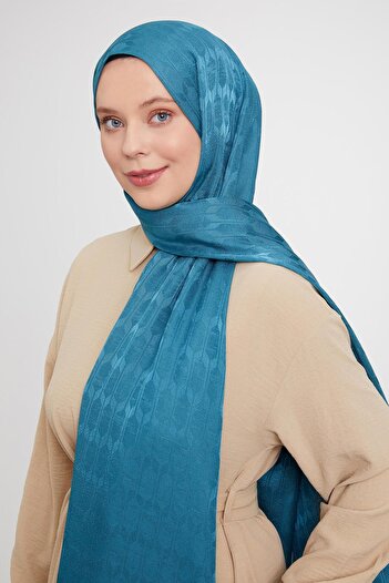 Levidor Water Green Geometric Pattern Jacquard Janjan Shawl