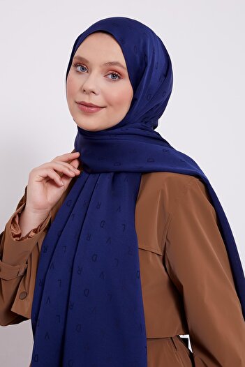 Levidor Navy Blue Lvd Printed Blue Jacquard Shawl