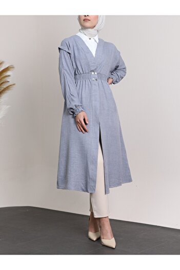 Modamorfo Gray Linen Cap - Elastic Sleeves and Waist, Snaps