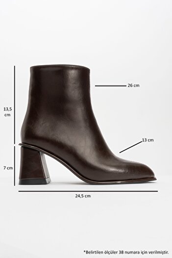 LuviShoes ALBA Kahverengi Cilt Kadın Kalın Topuklu Bot