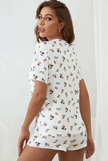Merry See Set de pijamale cu mâneci scurte imprimate cu pantaloni scurți