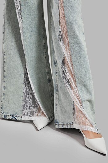 its basic T.Jen Color 4S565 Lace Denim - Palazzo Fit Γυναικεία Τζιν