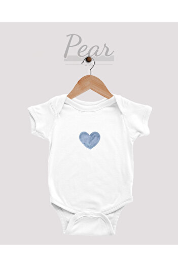 Pear Wear 100% Cotton Blue Heart Printed Bodysuit for Baby Boy - 1 Month, 3 Months, 6 Months, 9 Months
