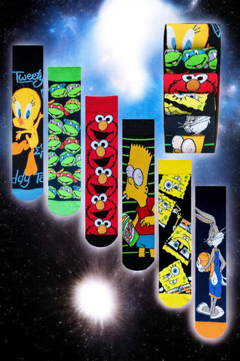 ZEYZEY MONKEY Set of 6 Character Patterned Mixed Color Socks in a Special Gift Box