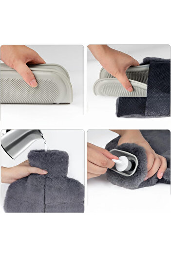TREND COLOR 2 Lt Capacity Tan Plush Toy Foot Warmer - Hot Water Bag, Snap-On