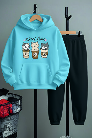 MYADA Premium Sweat Girl Printed Bottom Top Tracksuit Set 23411