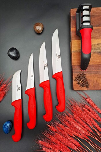 SWENCRAFT Handmade Dowry Set of 5 - Kitchen, Meat, Bread, Sacrifice Vegetable, Swimming Knife and Diamond Sharpening Apparatus