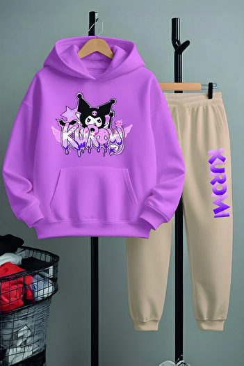 MYADA Premium Graffi Kuromi Printed Bottom Top Tracksuit Set 23408