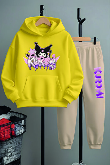 MYADA Premium Graffi Kuromi Printed Bottom Top Tracksuit Set 23408