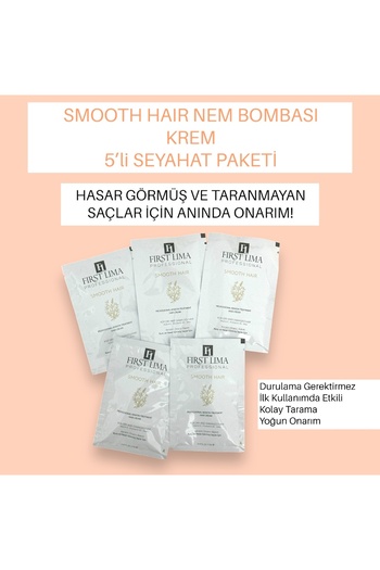 First Lima Professional Smooth Hair Moisture Bomb Cream Travel Pack Instant Repair for Dry and Damaged Hair 5*15ml