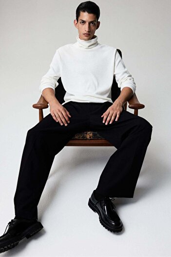 H&M Regular Fit Ribbed polo-neck jumper